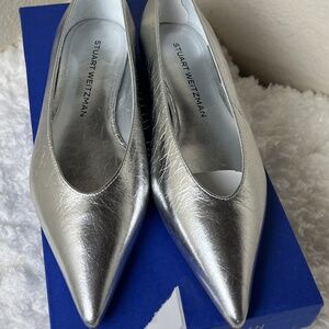 Stuart Weitzman Silver Leather Ballet Flats Women's Size: 7